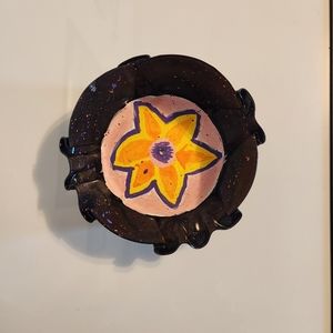 Pink orange and yellow record earrings hanger